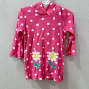 Monsoon Pink Polka Dot Floral Appliqué Hooded Terry Swim Coverup